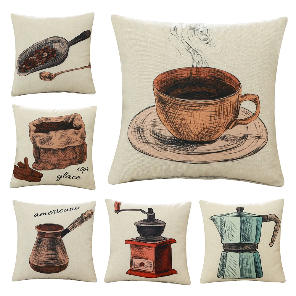 

Декоративные наволочки CURCYA, 45x45 см, с принтом кофейного аппарата, для дивана, кресла, автомобиля