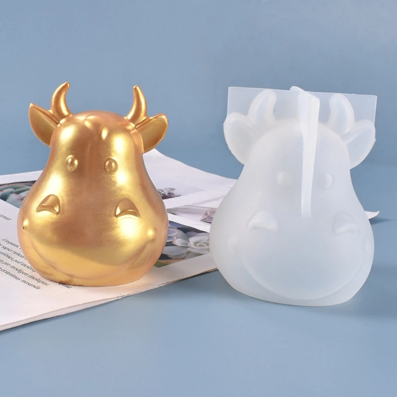 

1 Pc 3D Cow Mascot Desktop Ornaments Casting Silicone Mould DIY Crafts Decorations Making Tools Crystal Epoxy Resin Mold