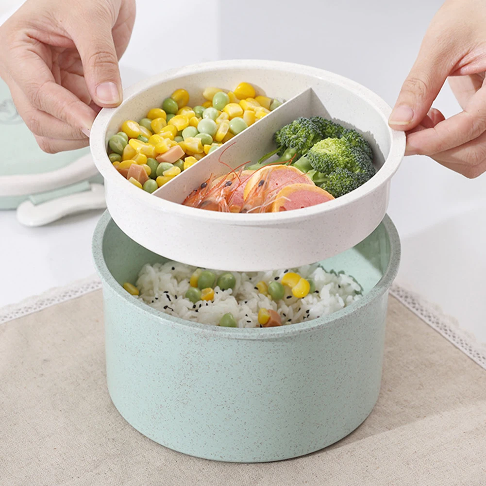 Food Storage Lunch Box Picnic Container Portable Fruit Office Student Home With Handle Lightweight Round Double Layer Bento | Дом и сад