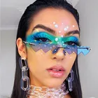 Очки солнцезащитные женские в стиле панк, небольшие модные солнечные аксессуары без оправы, уникальные прямоугольные винтажные солнечные очки с красным, розовым сердечком, 2020