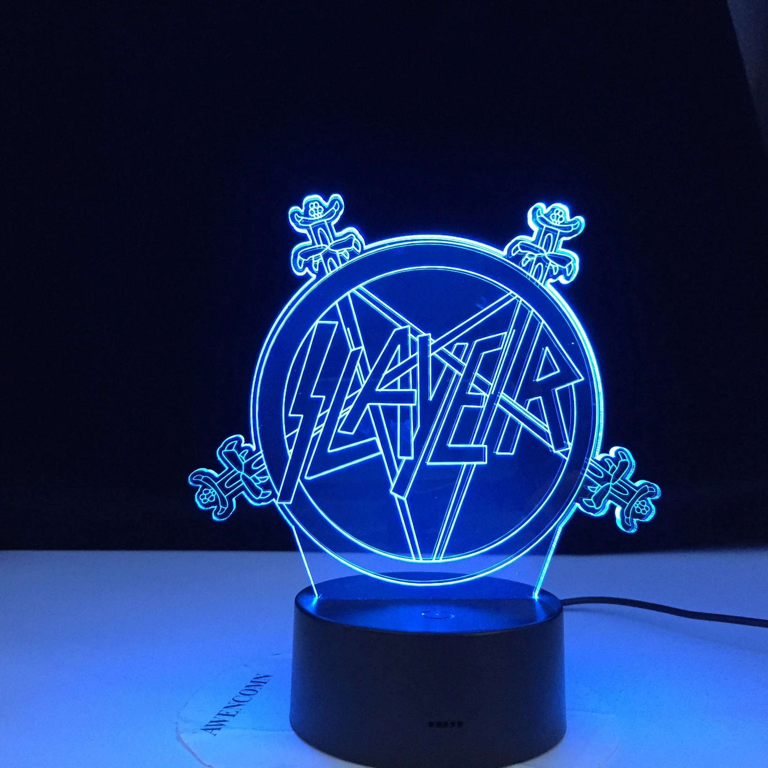 American Thrash Metal Band Slayer Logo Night Light Led Remote Control Color Changing Nightlight for Home Decor Event Prize Lamp | Лампы и