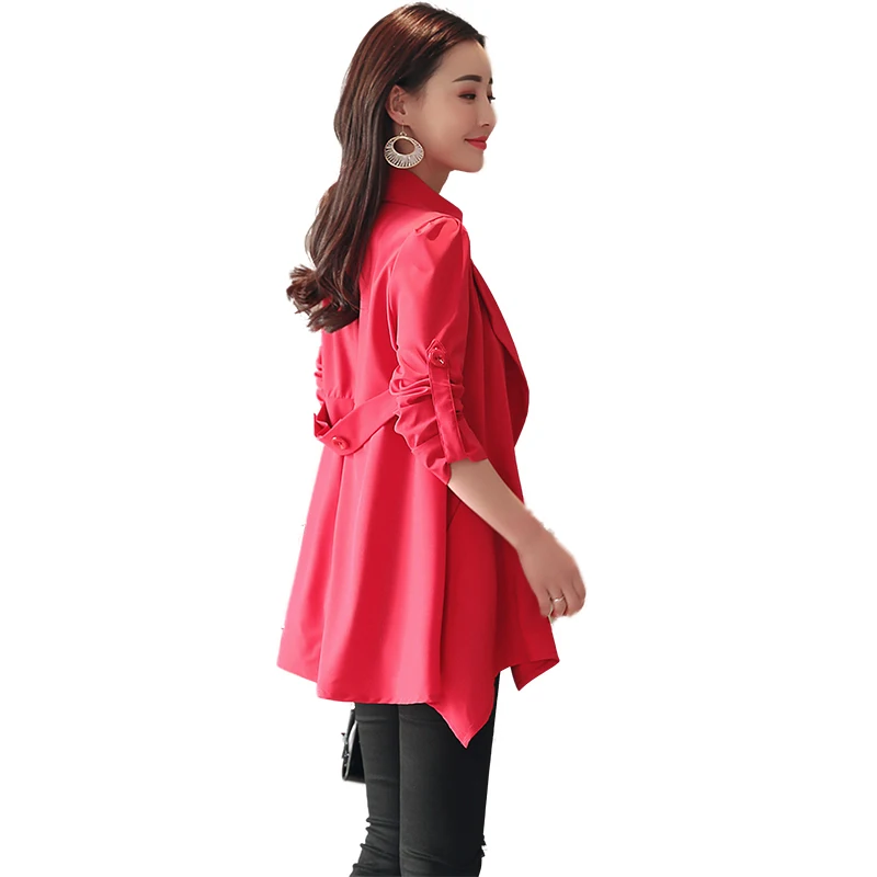 Spring Summer Women's Windbreaker Plus Size Black Trench Coat Women Overcoat Womens Clothing Abrigo Mujer 2020 KJ369 | Женская