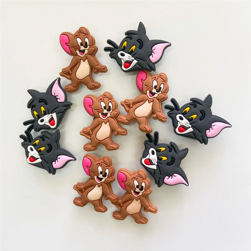 1pcs PVC Cartoon Cat Shoe Charms Accessories Mouse Shoe Buckle Decorations Shoe Ormaments fit Croc JIBZ Party Kid's Gifts