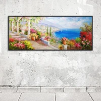 mediterranean garden palette knife painting colorful contemporary wall art landscape painting wall decoration