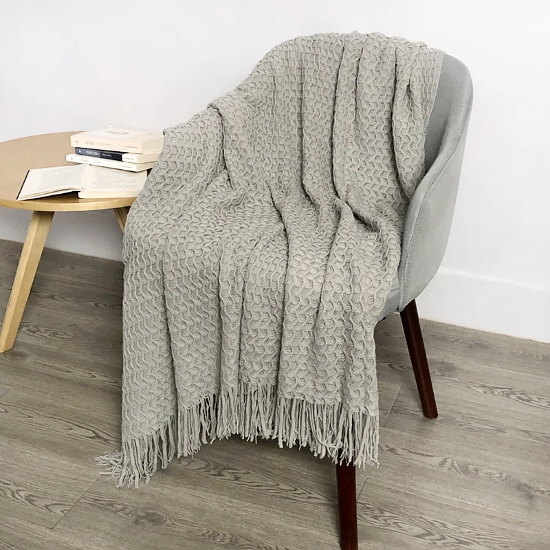 

Nordic Style Knitted Tassel Decoration Tapestry Table and Chair TV Air Conditioning Sofa Blanket Hotel Nap Blanket Shawl