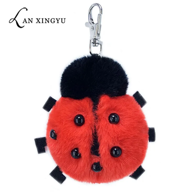 Новая божья коровка украшение на ключи с цепочкой имитация искусственного меха