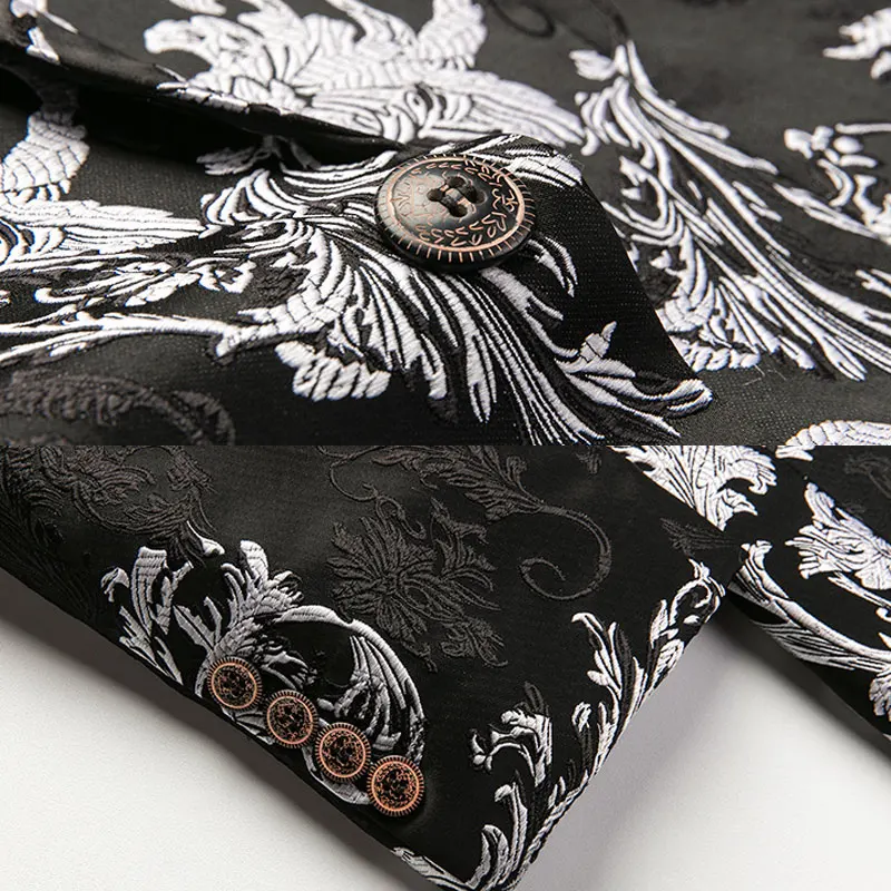 

New arrival Christmas blazers for Men Black Foral Chinese Style Classic Flowers Pattern printed blazers man 4XL #915