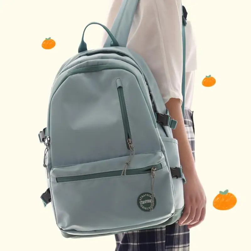 

Casual Solid Color Large Capacity Backpack Women Oxford Waterproof Travel Laptop Knapsack Big Size Student Schoolbags For Girls
