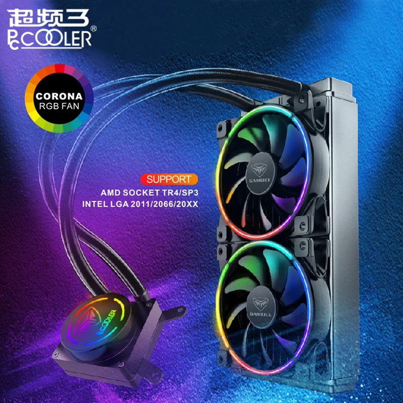 Pccooler GI-AP240X чехол для ПК с водяным охлаждением двойной 12 см Компьютерный Вентилятор cpu кулер для воды для AMD TR4/SP3 и INTEL 2011/2066