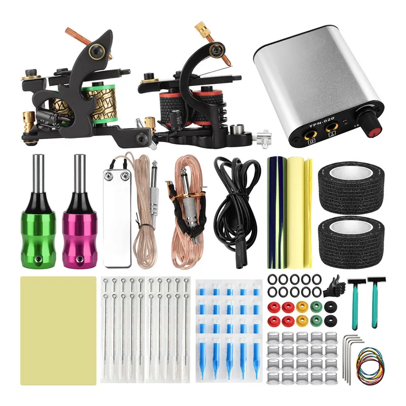 

JimKing Tattoo Kit Coil Tattoo Machine Tattoo Power Supply Needles Tools Permanent Makeup Tattoo Kits