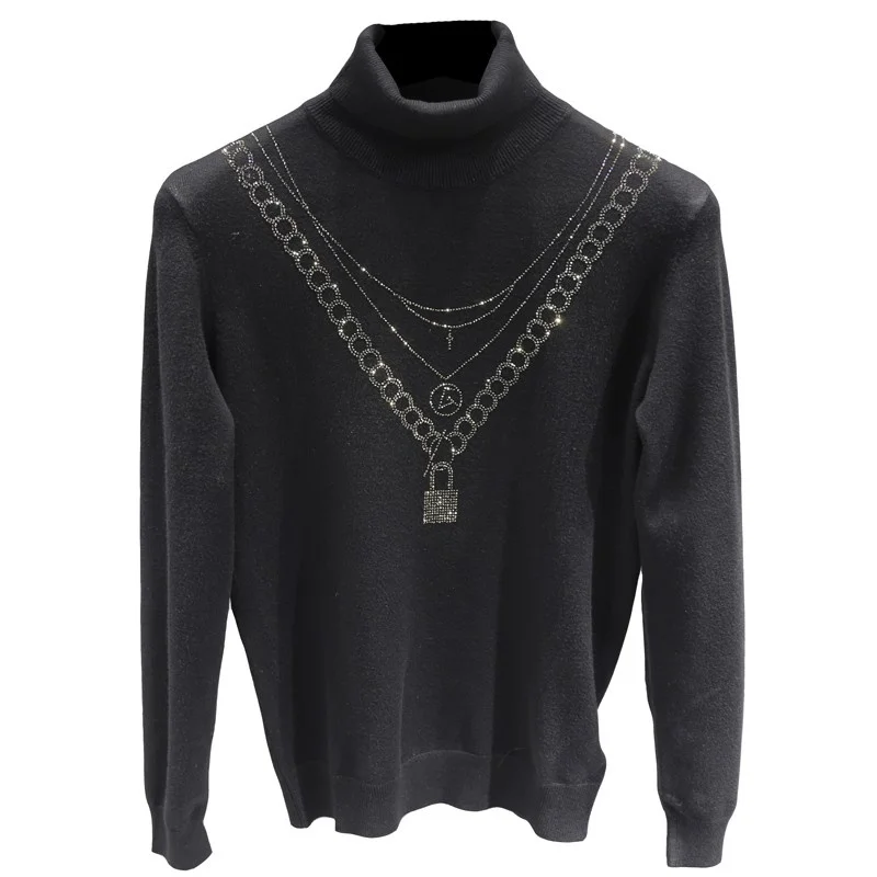 Мужская трикотажная водолазка с длинным рукавом однотонная черная