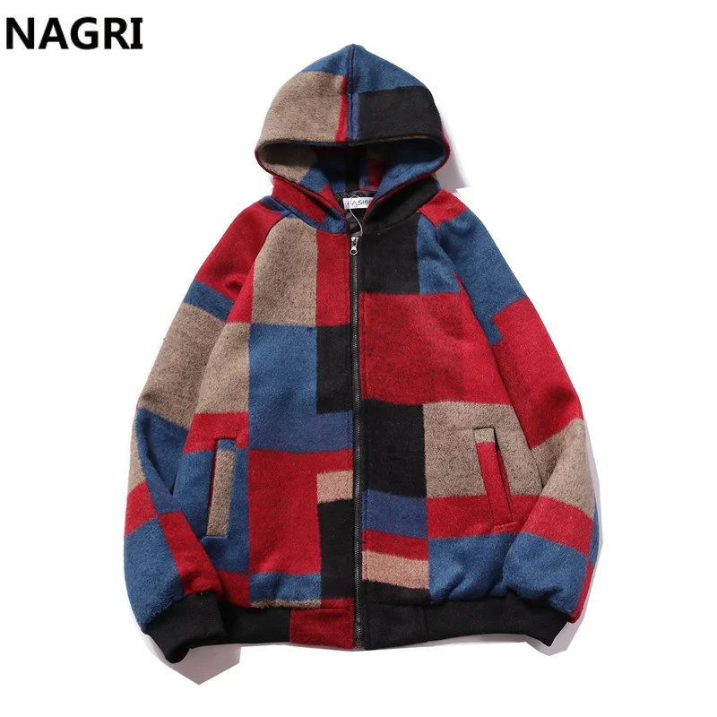 Мужская модная повседневная куртка с капюшоном народный обычай клетчатый блок