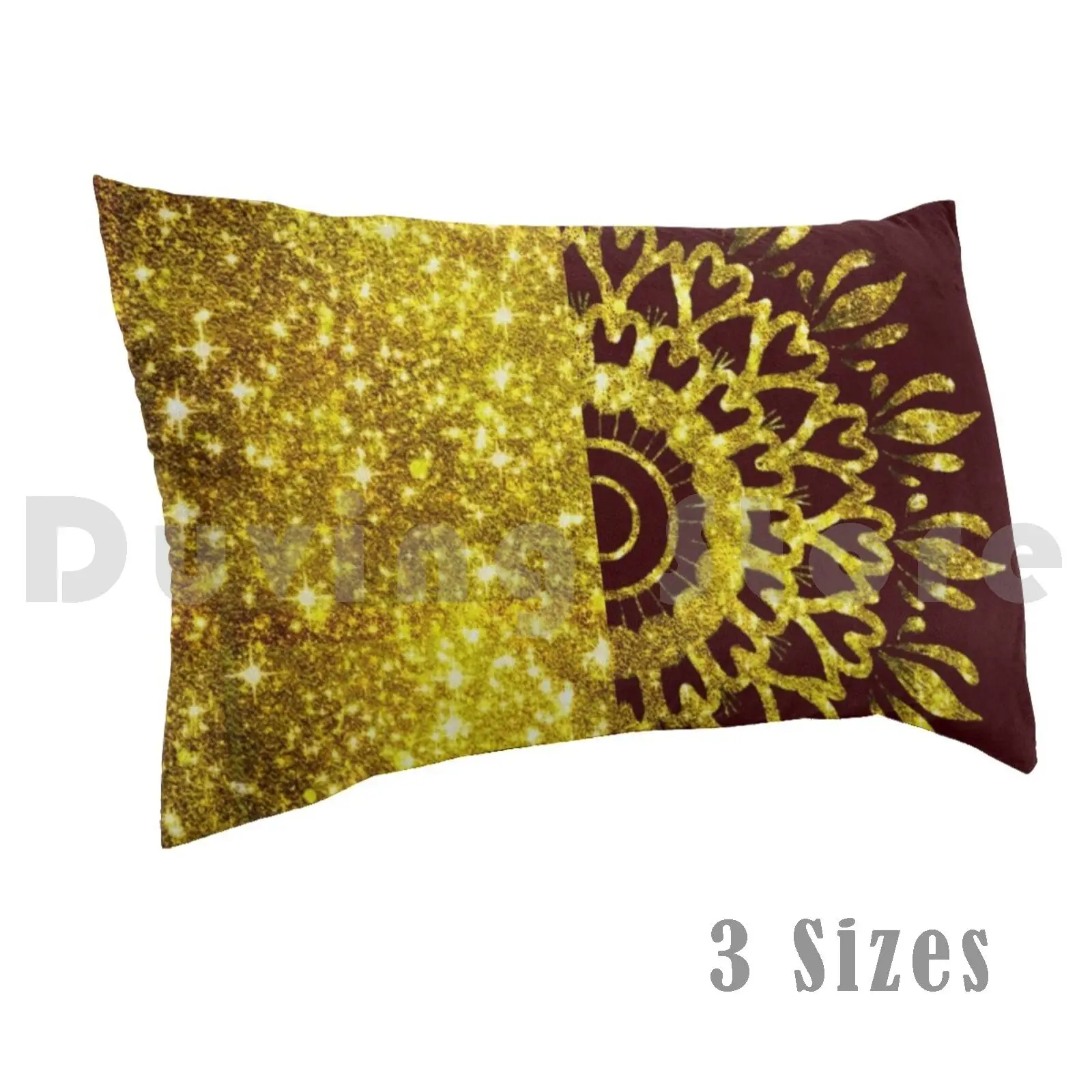 

Golden Shimmery Mandala ( Solid Brown ) Pillow Case DIY 50x75 Mandala Mandala Pattern Brown Gold Brown And