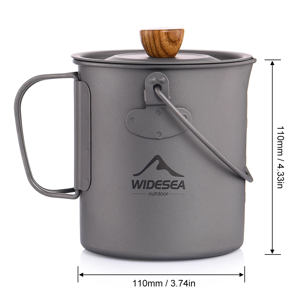 Походный кофейник Widesea из титана 750 мл с французским прессом и крышкой уличная