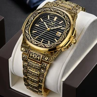 onola retro top luxury quartz watch men wristwatch waterproof fashion casual golden classic calendar waterproof watch male clock