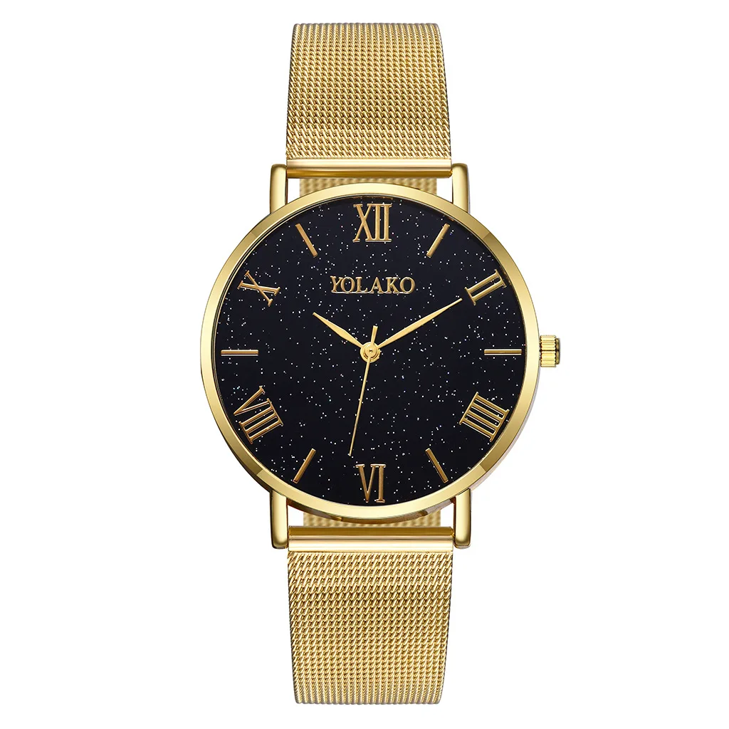 

Business women's Wrist Watch Fashion ultra-thin Rose Gold Alloy Milan Mesh Belt Starry Sky Roman Numerals Ladies Quartz Watches