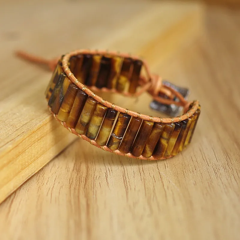 Ювелирные изделия ручной работы натуральный камень тигровый глаз бусины кожаный