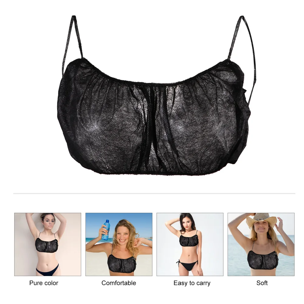

50pcs Disposable Black Spa Salon Brassiere Sauna Non-woven Fabric