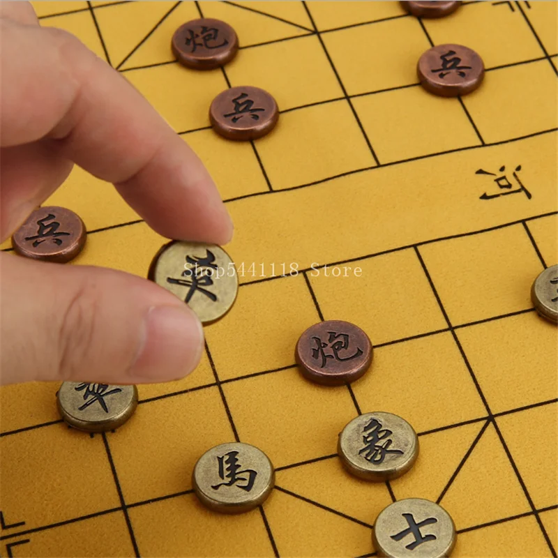 

Chinese Chess Games Set High-quality metal Leather Chessboard Traditional Retro Chinese Table Entertainment Games