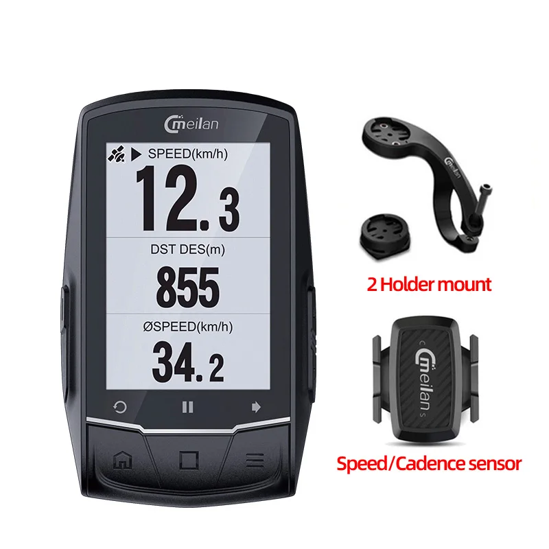 M1 with C1 Meilan M1 велосипед gps велосипедный компьютер gps навигация BLE4.0 Спидометр подключение с Каденс/HR монитор/измеритель мощности(не включает - Цвет: M1 with C1