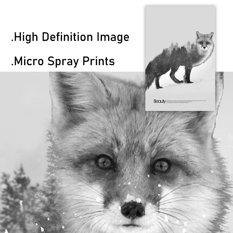 Рисунок на холсте с изображением оленя и лисы в скандинавском стиле - купить по