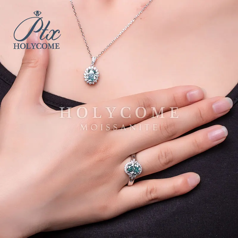 

18K Custom White Gold Ring New Style Blue Oval Cut Wedding Ring Set Jewelry Factory Black Friday Discount Merry Christmas gift