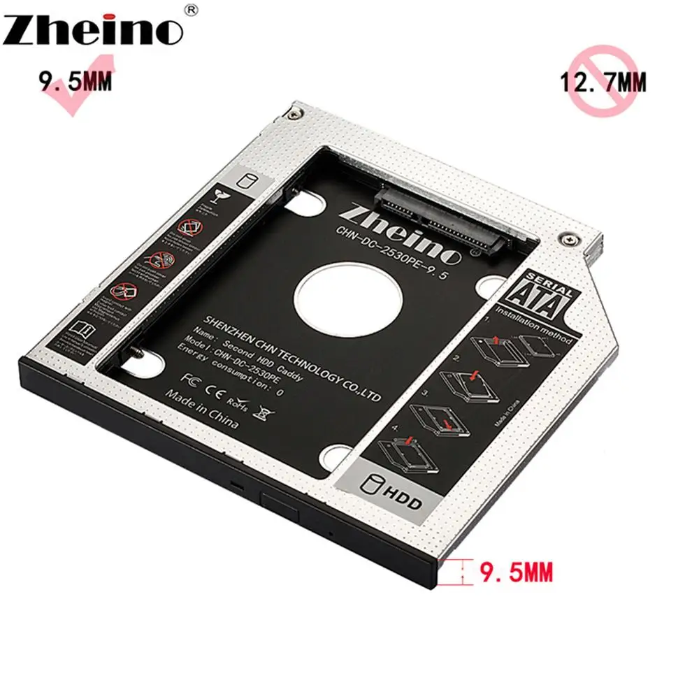 Zheino SATA3 SSD с 9 5 мм Caddy 60GB 120GB 240GB 360GB 480GB 960GB 128GB 256GB 512GB ТБ 2nd Frame Adapter CD/Φ Optical