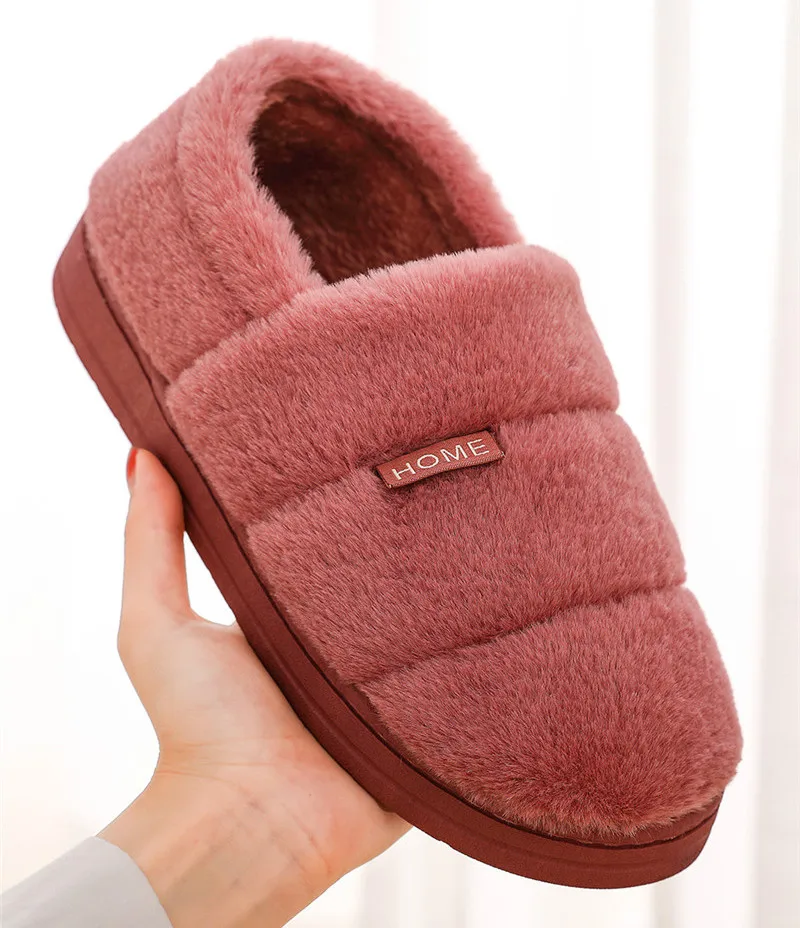 

Women's Slippers Fur Slides For Female Soft Suede Antiskid Warm Home Shoes Woman Men Winter Slippers Chaussure Homme