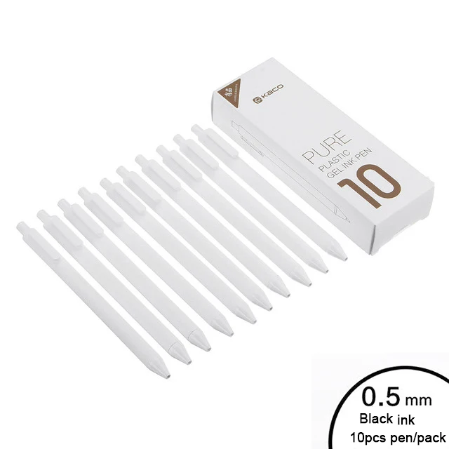 10pc White Pen 10 шт./лот, Xiao mi KACO, 0,5 мм, mi Sign, ручки для подписи, Gal, чернила для гладкого письма, прочные принадлежности для письма, черный, синий цвет, заправка - Цвет: 10pc White Pen