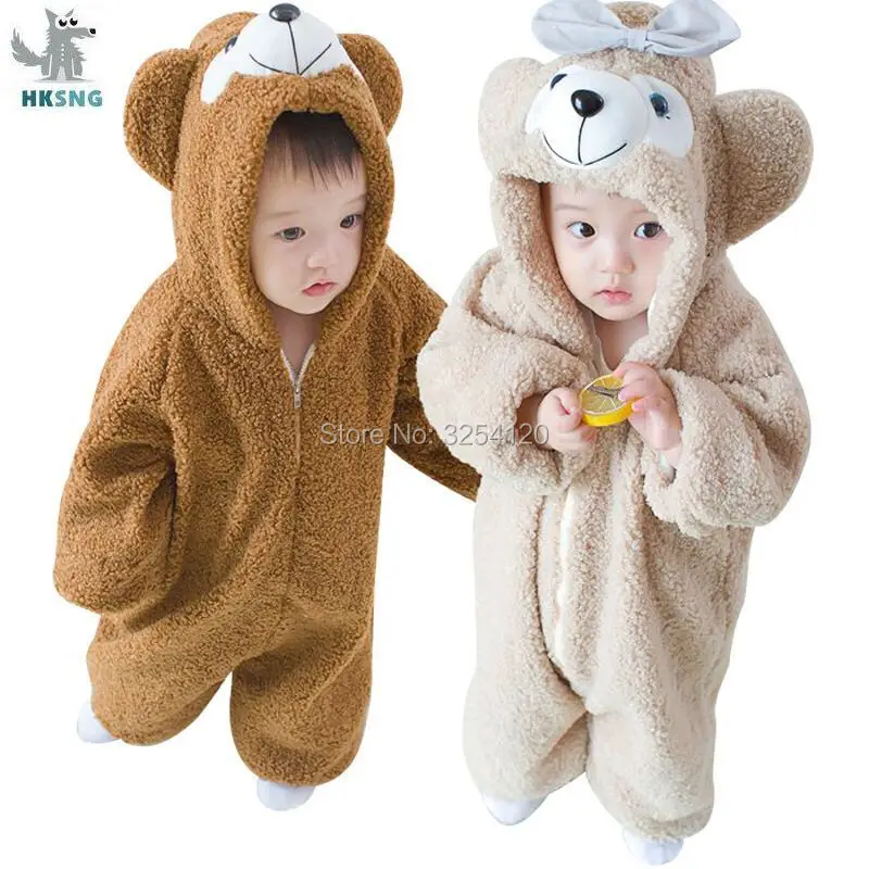 Детский костюм комбинезон HKSNG с медведем зимний мультяшный детский бархатный