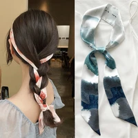 print silk long ribbon headband for women hair bands bandana skinny scarf neck tie bag wrap scrunchie lady hair accessories 2021