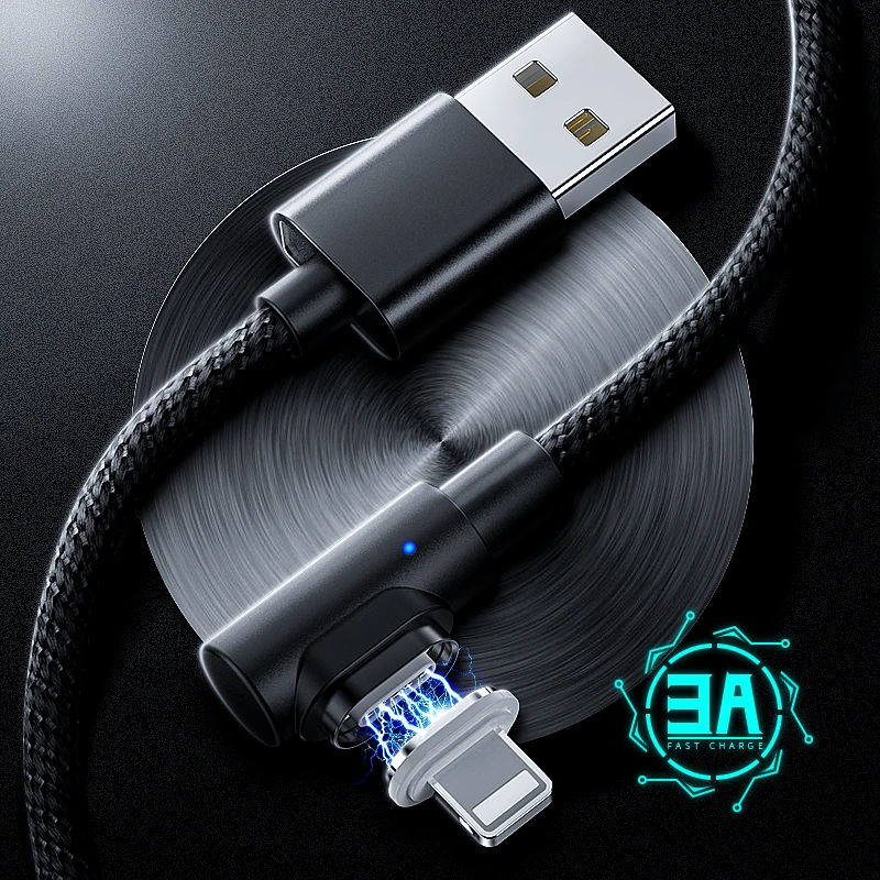 Tongyinhai usb type C 3A 90 градусов игровой USB кабель F Форма L изгиб зарядный шнур магнитные телефонные кабели для Iphone/Android телефон