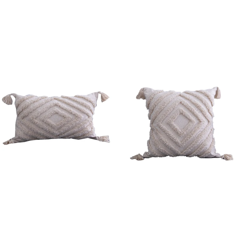 

Tassels Cushion Cover,Boho Pillowcase with Tassels for Home Decor,Handmade Woven Pillowcase