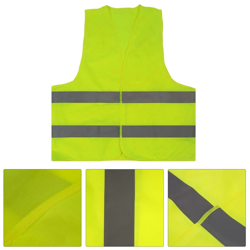 10 шт. зеленый светоотражающий жилет с высокой видимостью серебряной полоской Hi Vis