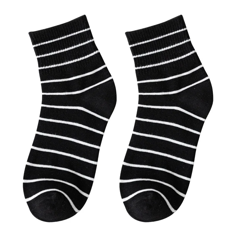 

Hot Ins Striped Cotton Blends Middle Tube Socks Women Girls Autumn Winter Warm Socks Japanese Harajuku Over Ankle Socks
