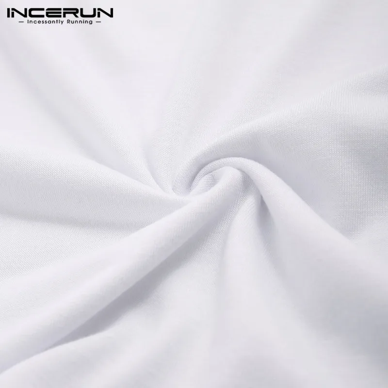 INCERUN Fashion Men T Shirt Solid O Neck Long Sleeve Pockets Hip-hop Tops Pakistan Casual Indian Long T-shirt Men Clothing