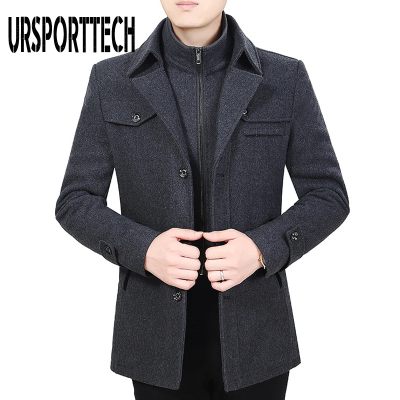 High Quality Double Collar Wool Coat For Men Fashion Mens Wool Coats and Jackets Manteau Homme 4 Color Winter Cashmere Coat Men