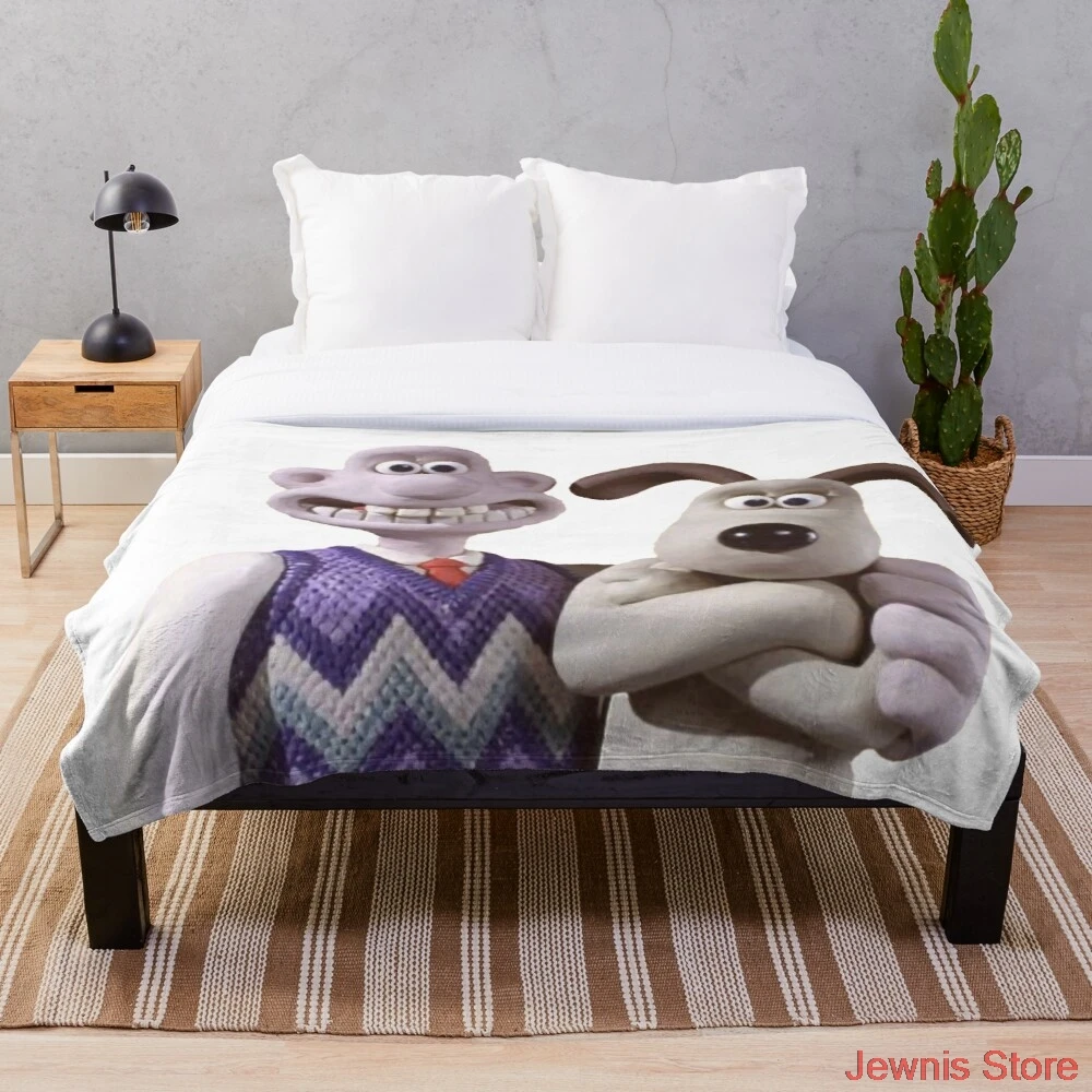 

Зимнее одеяло Wallace и Gromit с принтом друзей, декоративное одеяло из шерпы на диван-кровать, подарок