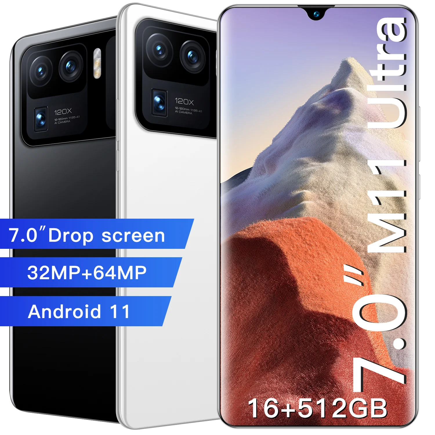 

2021 Newest M11 Ultra 7.0-inch Smartphone Full-screen Eight-core 7200mAh 16GB RAM+512GB ROM Android 4G LTE 5G Network Phone