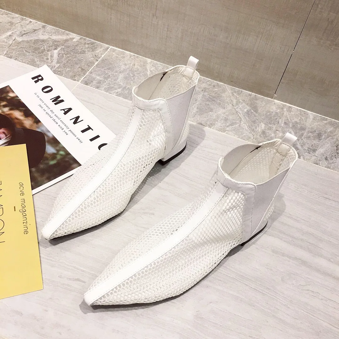 

boots sexy 2020 summer fashion sandals versatile pointed hollow mesh thick heel ins cool boots