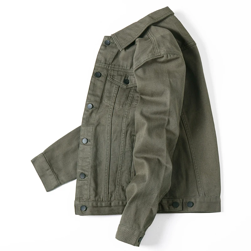 Мужская приталенная джинсовая куртка красная белая серая цвета хаки весна-осень