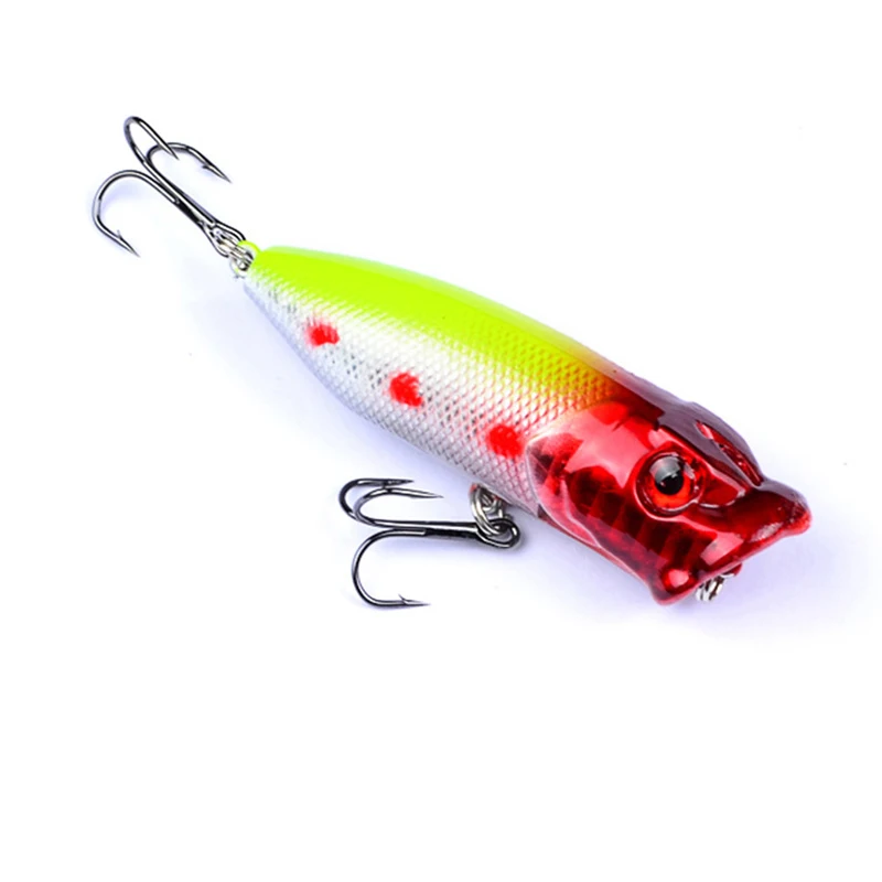 

5pcs Fishing Lures Popper Lure 2.9"-7.3cm/0.39oz-11g Fishing Bait High Carbon Steel Hook Fishing Tackle 5 colors