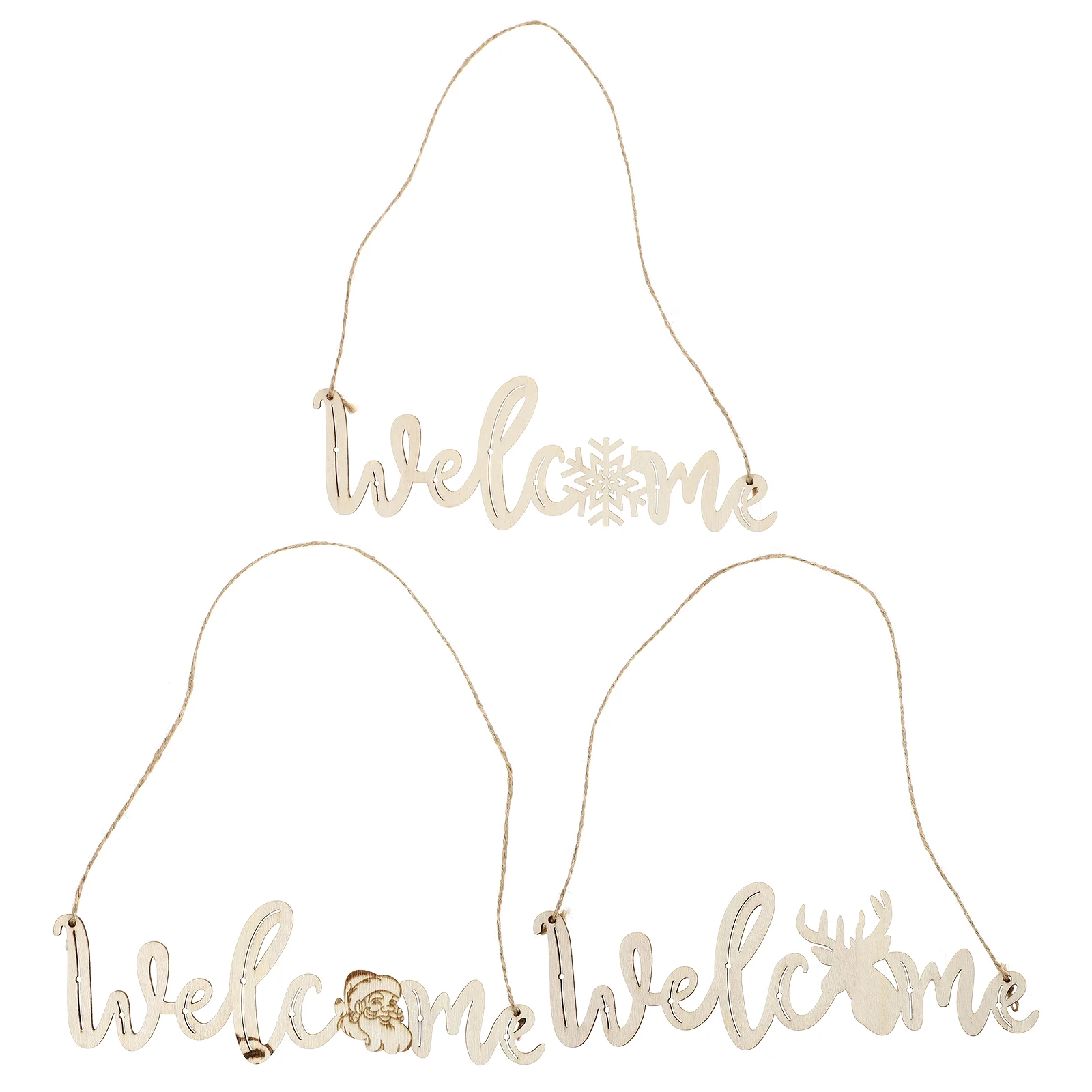 

3pcs Xmas Wooden Doorplate Front Door Sign Novelty Christmas Welcome Sign