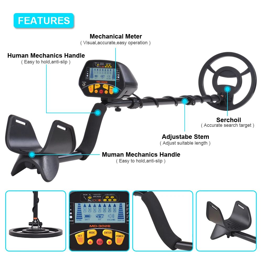 High Sensitivity Gold Finder all searching MD-3028 Underground Metal Detector Portable Pinpointing Digger Treasure | Инструменты
