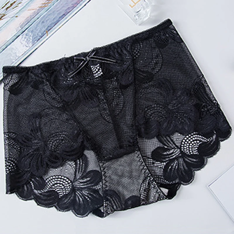 Elifashion Sexy Panties Women Lace Mid-waist Hollow Hip-lifting Comfortable Briefs Embroidery Cotton Crotch Lady Bow Briefs