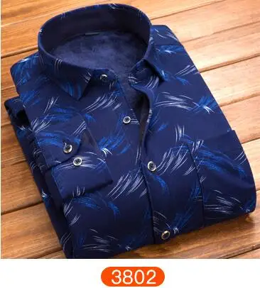 Демисезонный Мужская горошек Slim Fit с длинным рукавом толстые рубашки красный решетки платье цветочный мужской Повседневное плед Для мужчин рубашка флис - Цвет: 3802