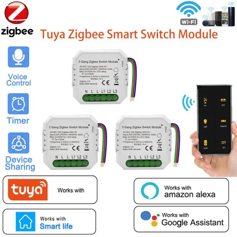 

Умный модуль выключателя света Tuya ZigBee 3,0, реле для самостоятельной сборки, поддержка 3-стороннего управления, автоматизация умного дома, раб...