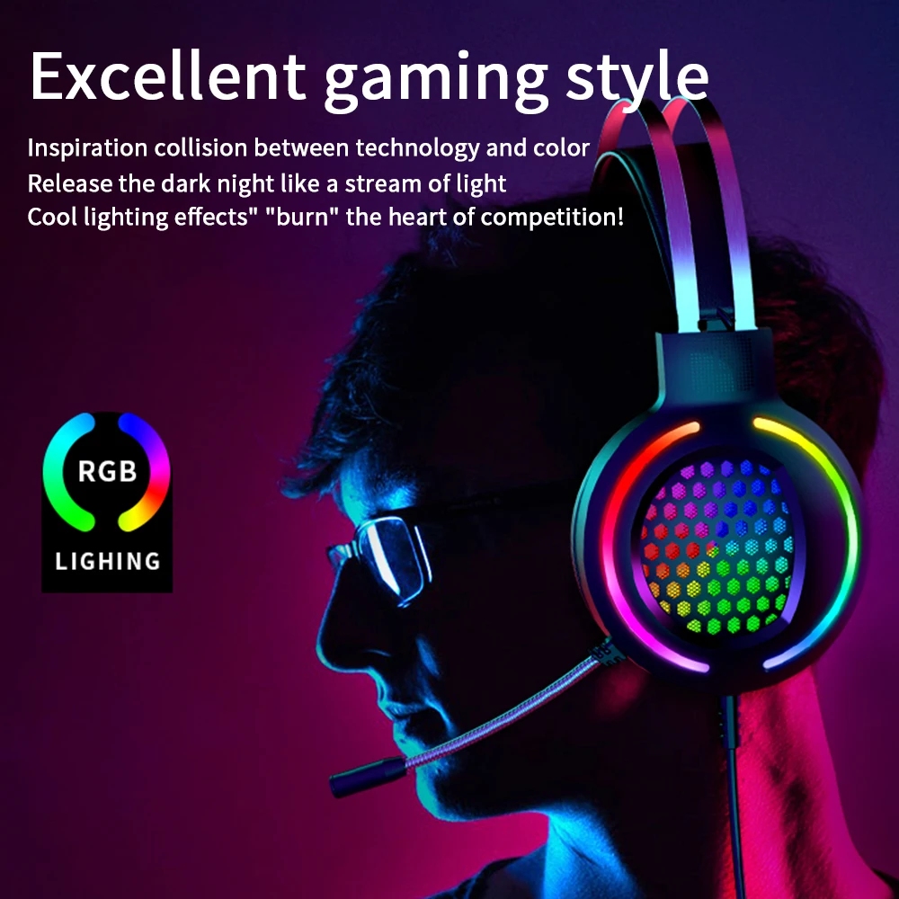 H500 игровая гарнитура со светодиодсветильник кой для компьютера PS4 PS5 полые