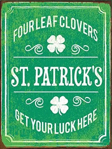 

St Patricks Irish Metal Sign, Good Luck, Four Leaf Clover, Seasonal Décor