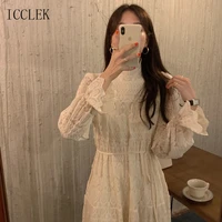 french elegant ladies dress suitable for office ladies dresses 2021 spring fall new high collar korean one piece womens dress